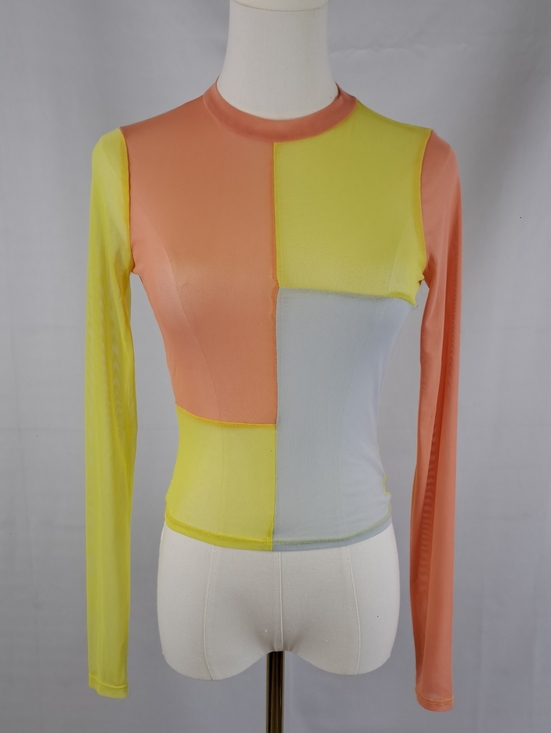 RSQ Tops - RSQ Sheer Mesh Colorblock Long Sleeve Shirt Funky Pastel Festival Y2K Size S